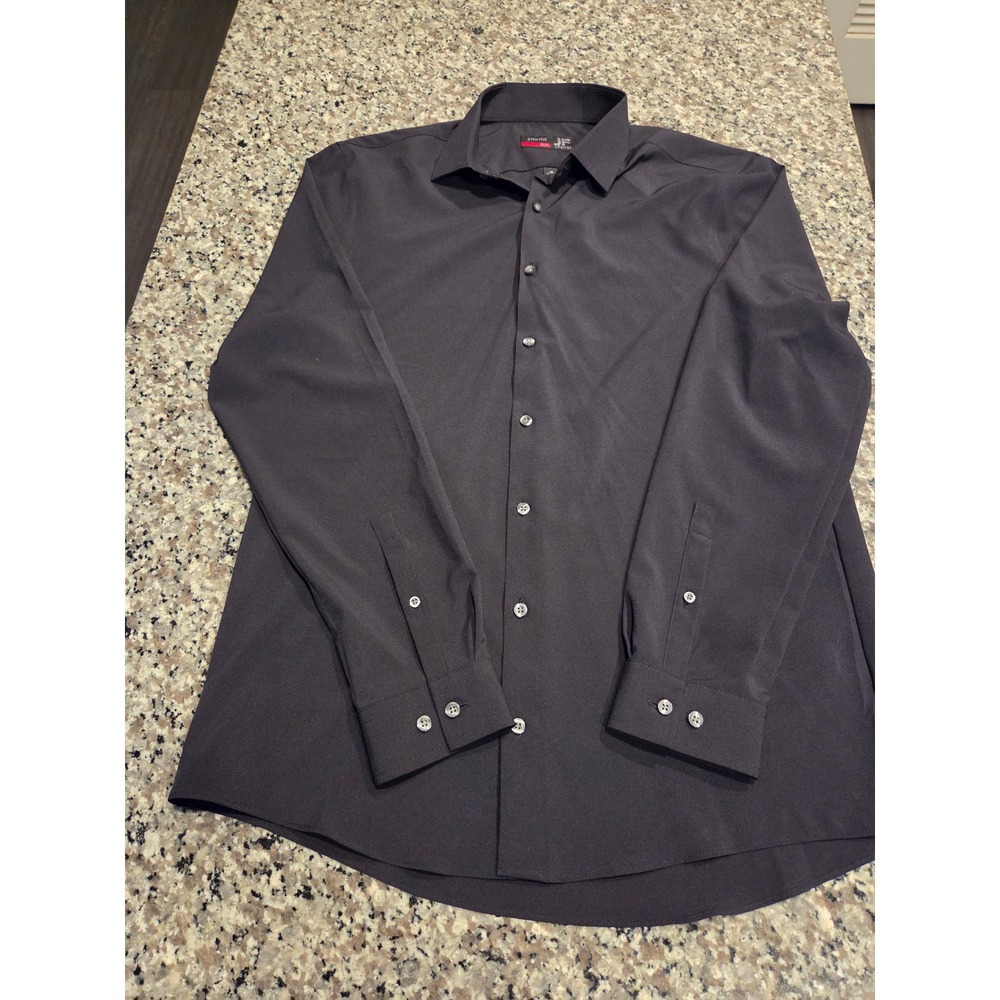 J.Ferrar JF Stretch Slim Fit Dress Shirt Men Medium 15-15.5 34-35 Black Long Slv